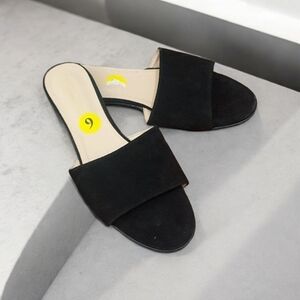 Sophia Milano Italian Suede Slip-on Sandals Black Size 9